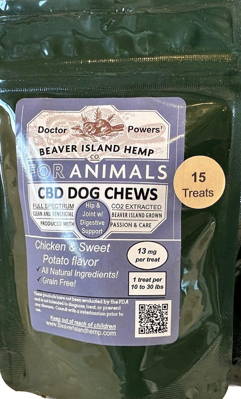 Beaver Island Hemp Company Dr Powers Calming and Mobility CBD Dog Chews 13 mg