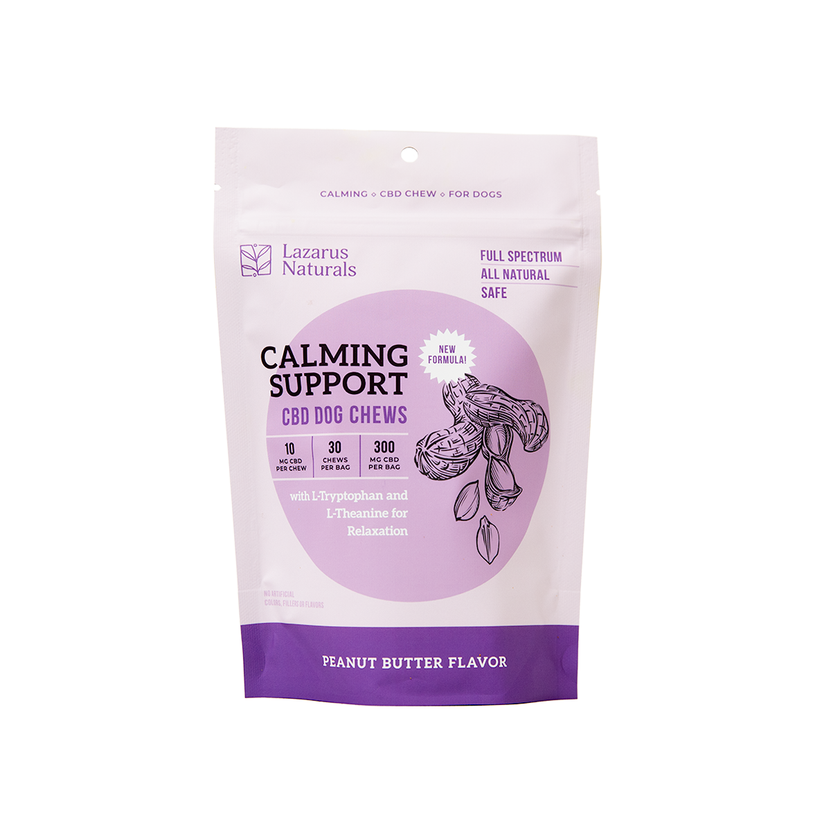 Lazarus Naturals CBD Dog Chews — Calming Support (Peanut Butter)