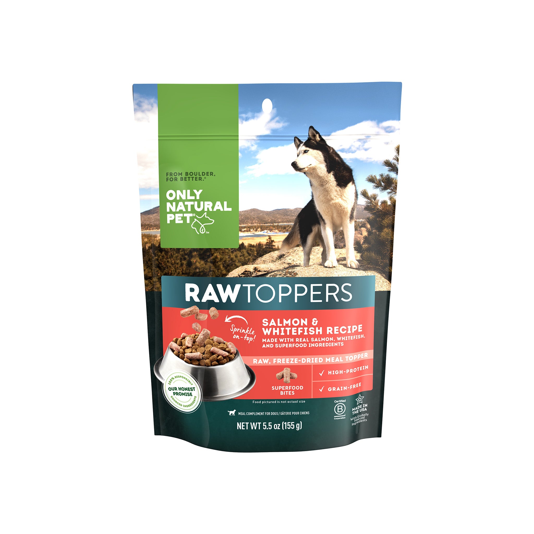 Only Natural Pet Raw Toppers — Freeze-Dried Salmon & Whitefish Recipe